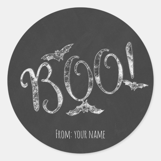 BOO! Halloween Chalkboard Chalk Holiday Party Runder Aufkleber (Vorderseite)