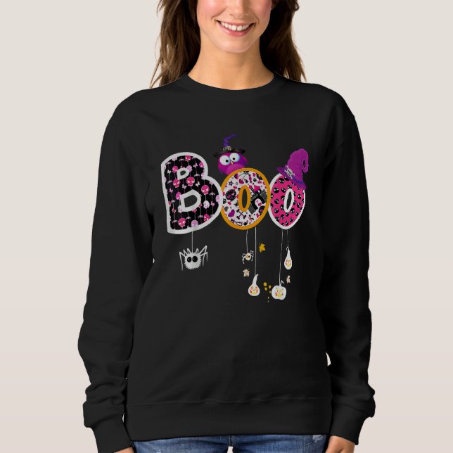 Boo Halloween Costume Spiders Ghosts Pumkin & Witc Sweatshirt (Vorderseite)