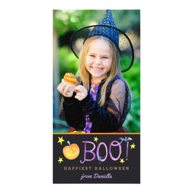 BOO| Halloween - Fotokarte| Dunkel Karte (Vorne)
