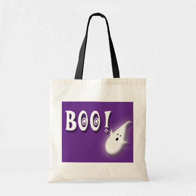 Boo! Halloween-Geist lila Tragetasche (Vorne)