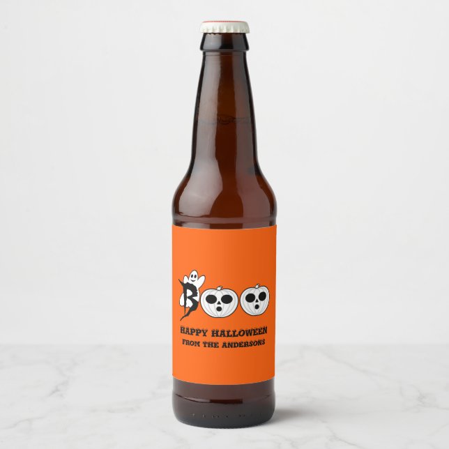 BOO! Halloween Ghost Beer Flaschenetikett-Set Bierflaschenetikett (Vorderseite)
