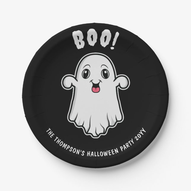 Boo Halloween Ghost benutzerdefinierter Text schwa Pappteller (Vorderseite)