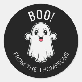 Boo Halloween Ghost benutzerdefinierter Text schwa Runder Aufkleber