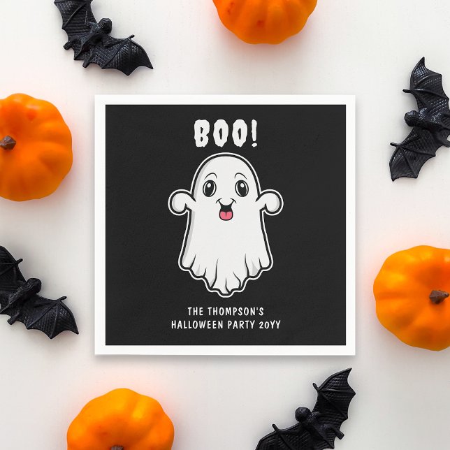 Boo Halloween Ghost benutzerdefinierter Text schwa Serviette (Cute design for the spooky Halloween season. Personalize with your custom text.)