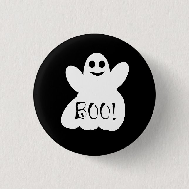 Boo! Halloween Ghost Button Abzeichen (Vorderseite)