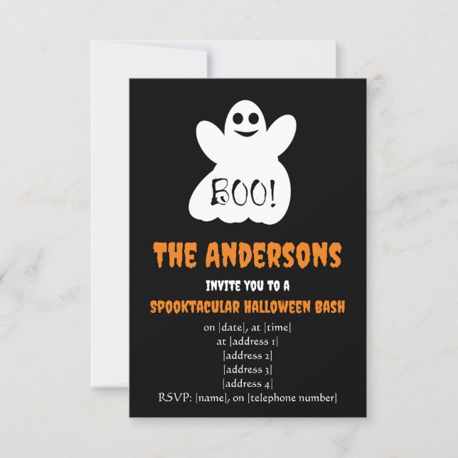 BOO! Halloween Ghost Einladung (Vorderseite)