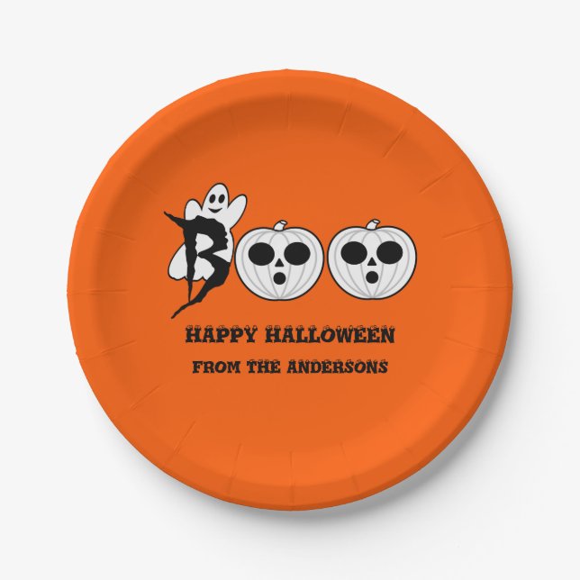 BOO! Halloween Ghost Paper Plate Pappteller (Vorderseite)