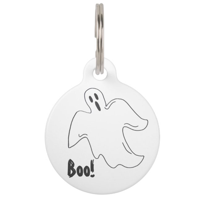 Boo Halloween Ghost Print Trick oder Treat Costume Haustiermarke (Vorderseite)
