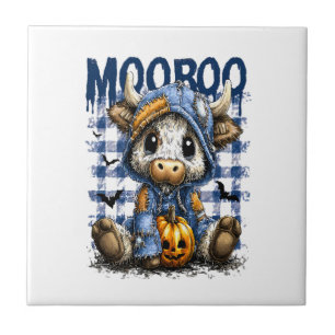 Boo Halloween Gruseliger Highland-Rind Fliese