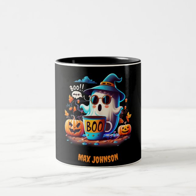 Boo! Halloween - Hocus Pocus Orange Black Zweifarbige Tasse (Mittel)