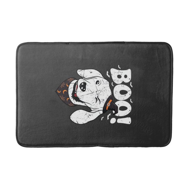 Boo Halloween Hund Hexenhut Fledermäuse Badematte (Vorderseite)