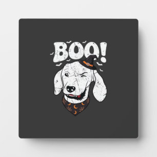 Boo Halloween Hund Hexenhut Fledermäuse Fotoplatte