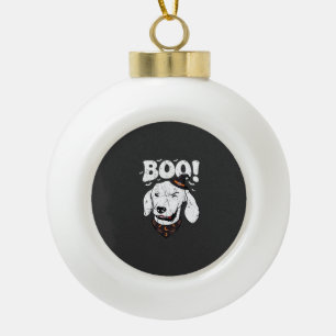 Boo Halloween Hund Hexenhut Fledermäuse Keramik Kugel-Ornament