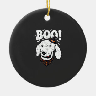 Boo Halloween Hund Hexenhut Fledermäuse Keramik Ornament