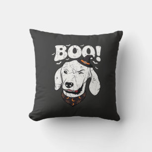 Boo Halloween Hund Hexenhut Fledermäuse Kissen