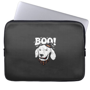 Boo Halloween Hund Hexenhut Fledermäuse Laptopschutzhülle