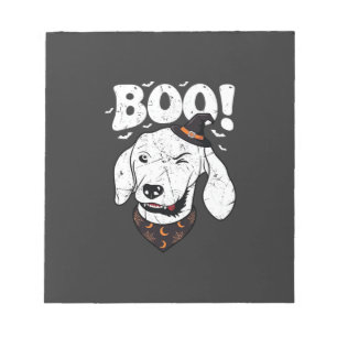 Boo Halloween Hund Hexenhut Fledermäuse Notizblock