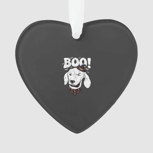 Boo Halloween Hund Hexenhut Fledermäuse Ornament (Vorderseite)