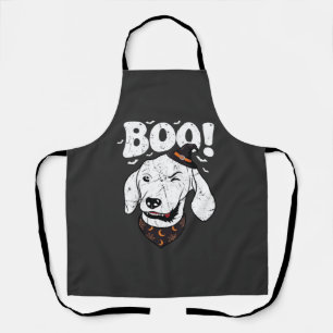 Boo Halloween Hund Hexenhut Fledermäuse Schürze