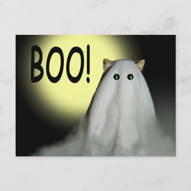 Boo! Halloween-Karte Postkarte (Vorderseite)
