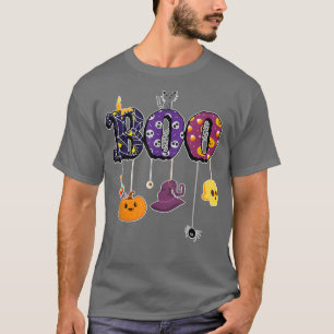Boo Halloween Kostümspinnen, Geister, Pumpkin Wit T-Shirt