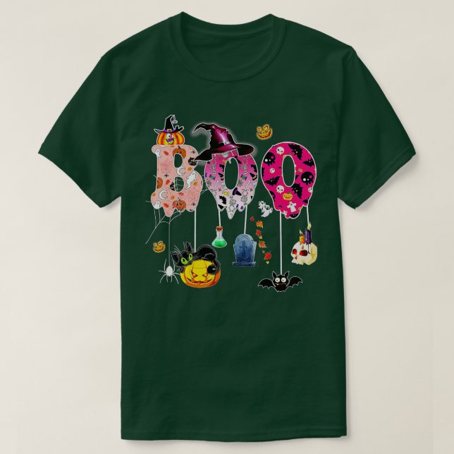 Boo Halloween Kostümspinnen Ghosts Pumpkin & Wit T-Shirt (Design vorne)