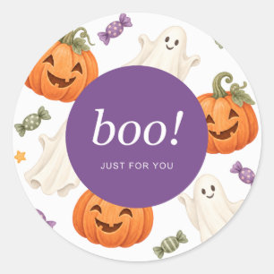 Boo Halloween-Kürbis-Klassischer-Rund-Aufkleber Runder Aufkleber