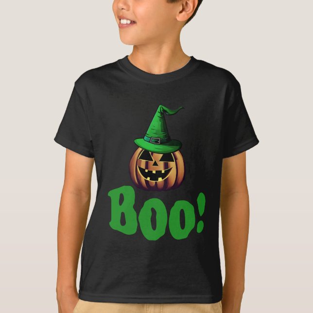 Boo Halloween Kürbislaterne T - Shirt (Vorderseite)