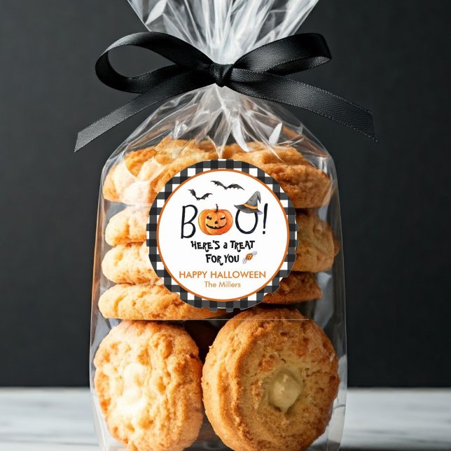 BOO Halloween Leckerei Pumpkin rund Runder Aufkleber (Von Creator hochgeladen)