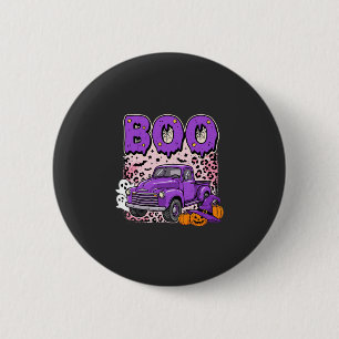 Boo Halloween Lila LKW Geist und Kürbisse Desi Button