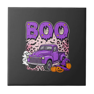 Boo Halloween Lila LKW Geist und Kürbisse Desi Fliese
