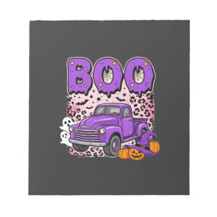 Boo Halloween Lila LKW Geist und Kürbisse Desi Notizblock