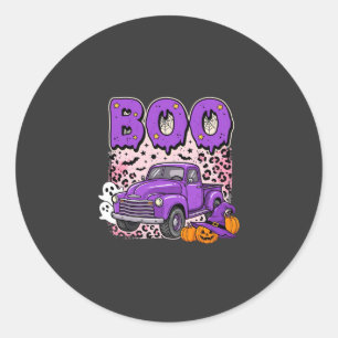 Boo Halloween Lila LKW Geist und Kürbisse Desi Runder Aufkleber