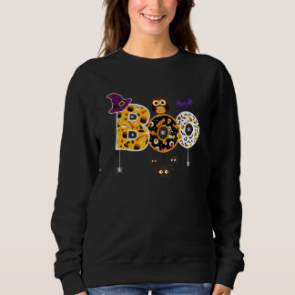 Boo Halloween mit Spinnen und Hexenhut Eulen Junge Sweatshirt