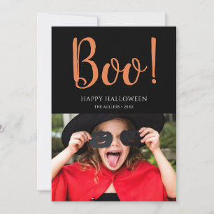 Boo Halloween Modern Black Foto Feiertagskarte