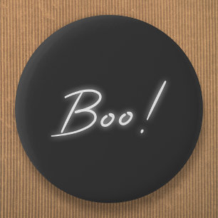 Boo Halloween   Moderner Neon Ghost Black Fun Urba Button