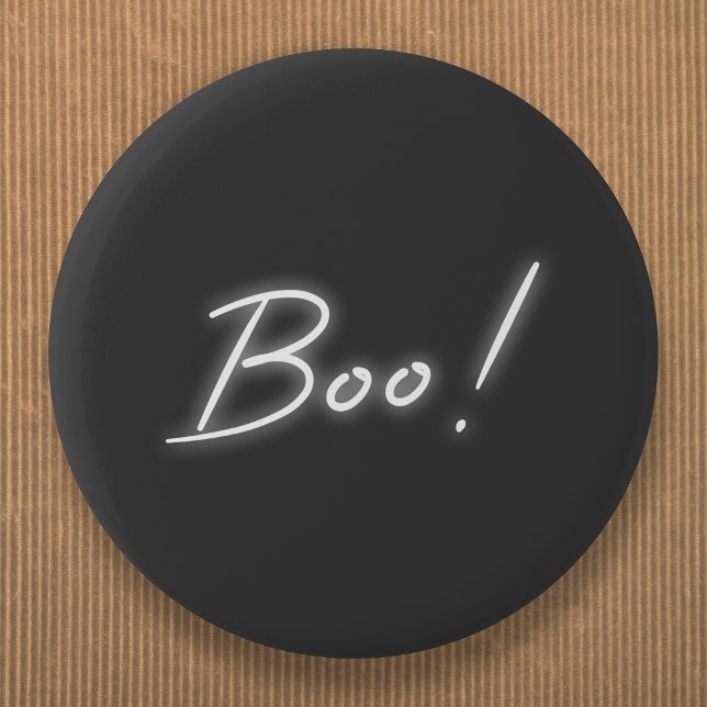Boo Halloween | Moderner Neon Ghost Black Fun Urba Button (Von Creator hochgeladen)