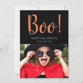 Boo Halloween Modernes Schwarzes Foto Feiertagskarte