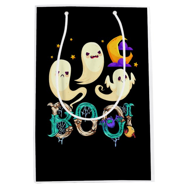 Boo! Halloween Niedlich Ghost Spooky Halloween Gho Mittlere Geschenktüte (Vorderseite)