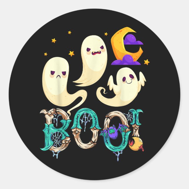 Boo! Halloween Niedlich Ghost Spooky Halloween Gho Runder Aufkleber (Vorderseite)