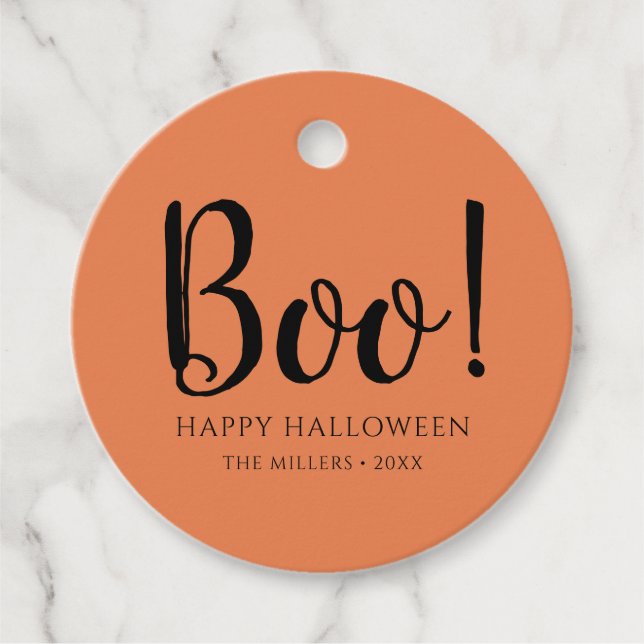 Boo Halloween Niedlich Orange Geschenkanhänger (Vorderseite)