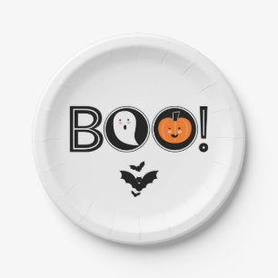 Boo! Halloween-Papierplatte Pappteller