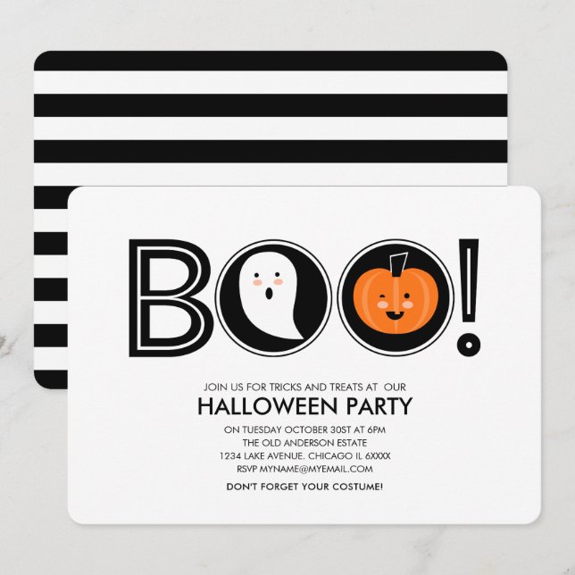 Boo! Halloween-Party-Einladung Einladung (Vorne/Hinten)