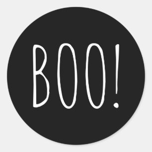 Boo! Halloween-Party. Schwarze Typografie Runder Aufkleber