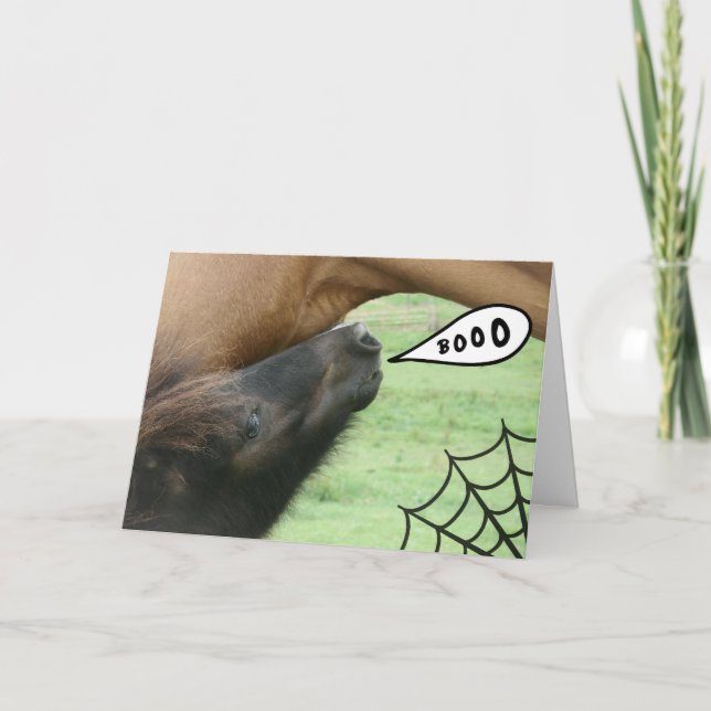 Boo!  Halloween-Pferd Karte (Vorderseite)