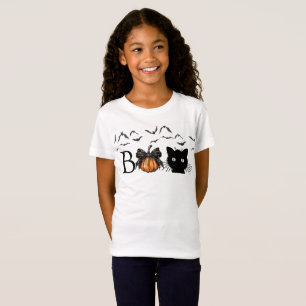 Boo Halloween Pumpkin Black Cat T-Shirt