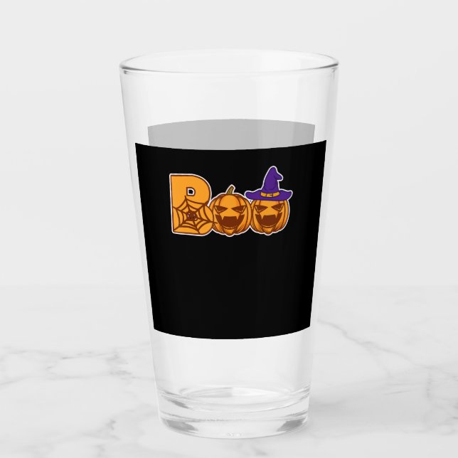 Boo Halloween Pumpkin Faces Spider Glas (Vorderseite)