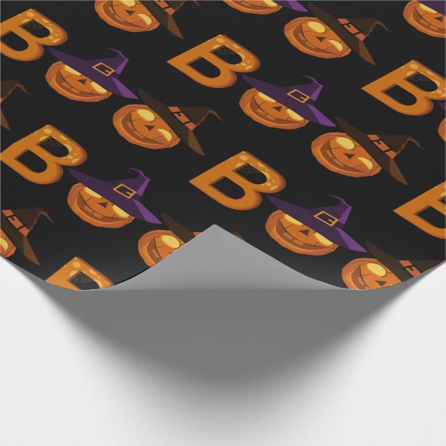 Boo Halloween Pumpkin Illustration  Geschenkpapier (Ecke)
