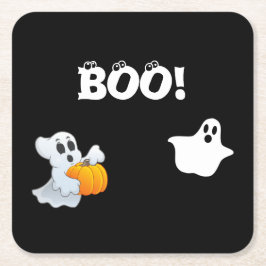 Boo Halloween Rechteckiger Pappuntersetzer