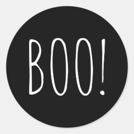 Boo Halloween | Schwarze Typografie für Spooky-Par Runder Aufkleber